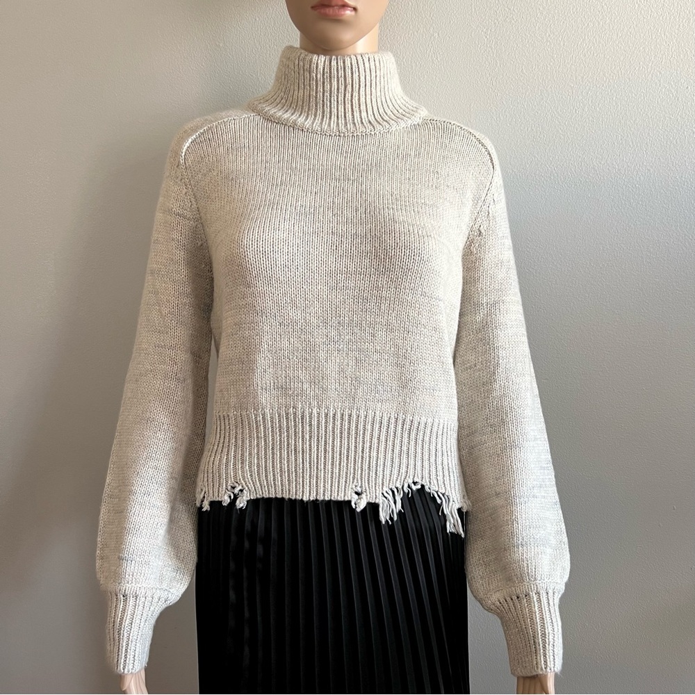 Lovers & Friends GRANITE SWEATER Wool Blend Knit Distressed Color Stone Size S - Picture 6 of 14